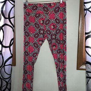 Lularoe Womens Leggings Size Tall & Curvy Minnie Mouse Red Stretch TC Disney